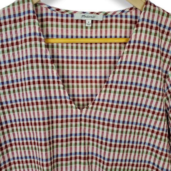 Madewell SZ M Novel Tie-Front Top in Rainbow Gingham Check - Picture 3 of 6